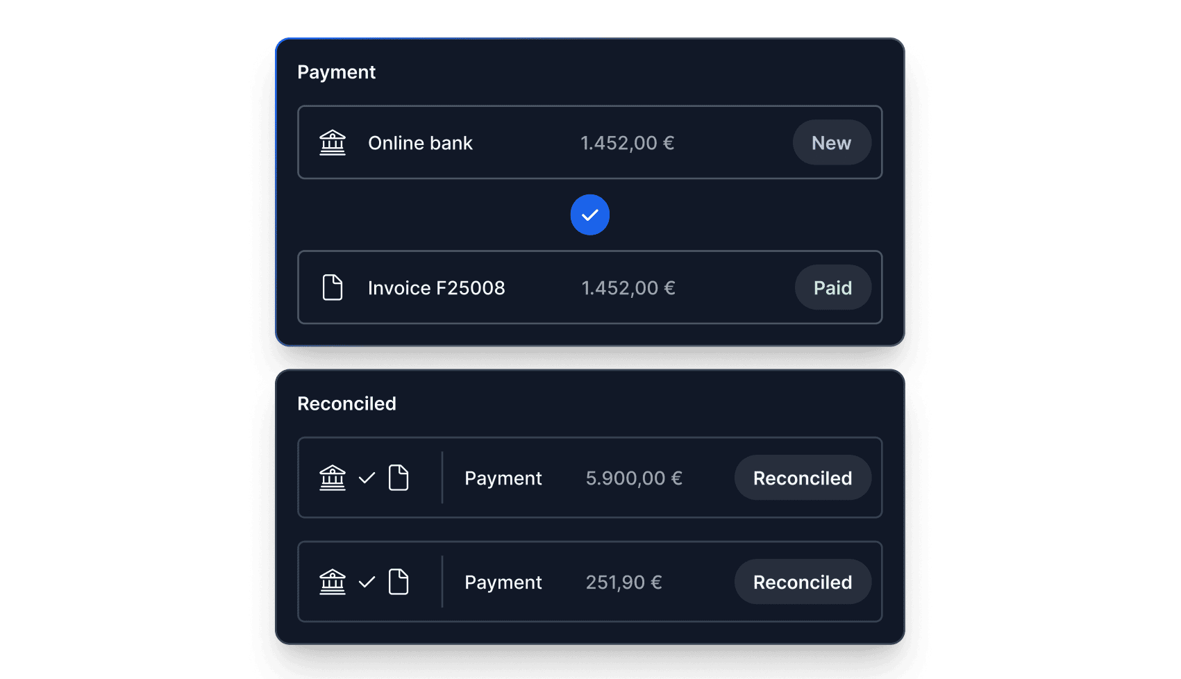 Bank reconciliation rules