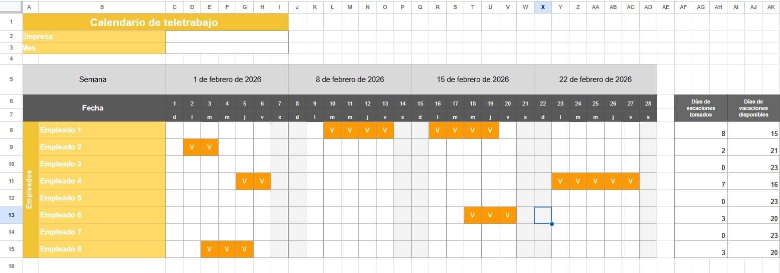 Calendario de vacaciones
