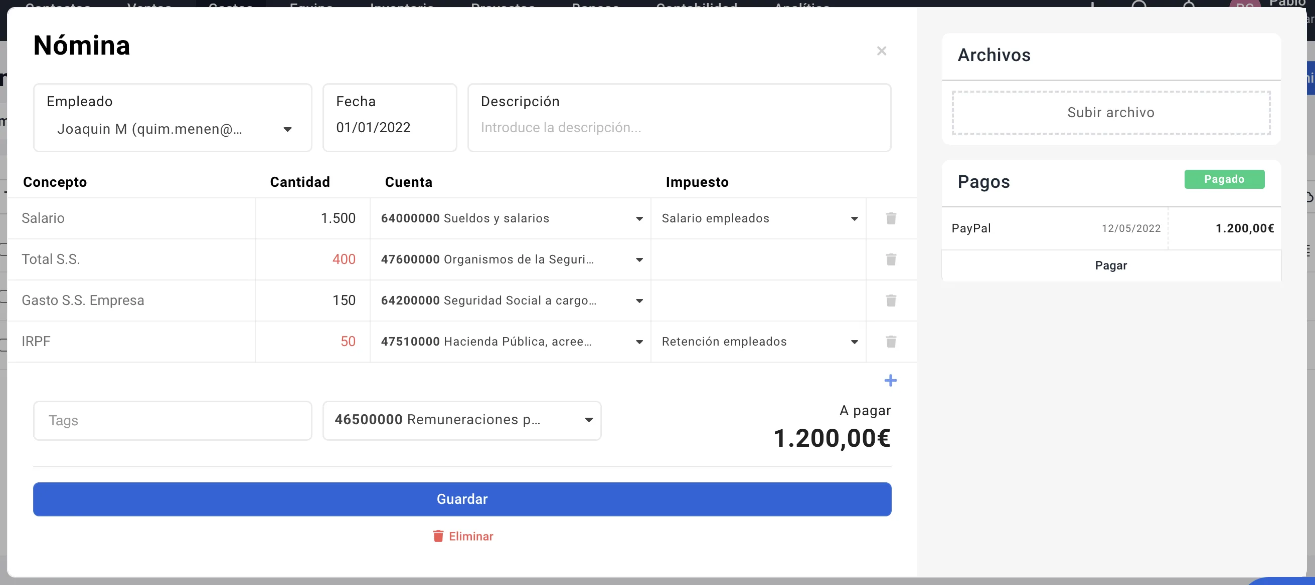 Contabilizar una nómina con Holded