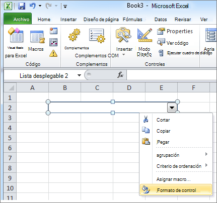 controles de formulario en excel