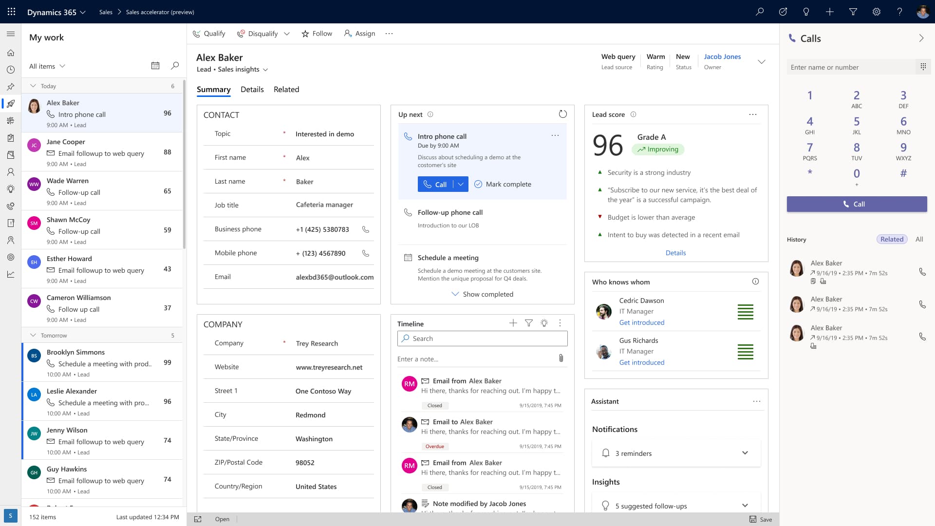 dashboard de Microsoft Dynamics