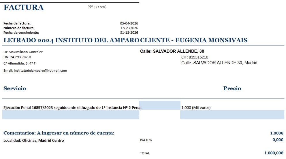 factura azul abogado