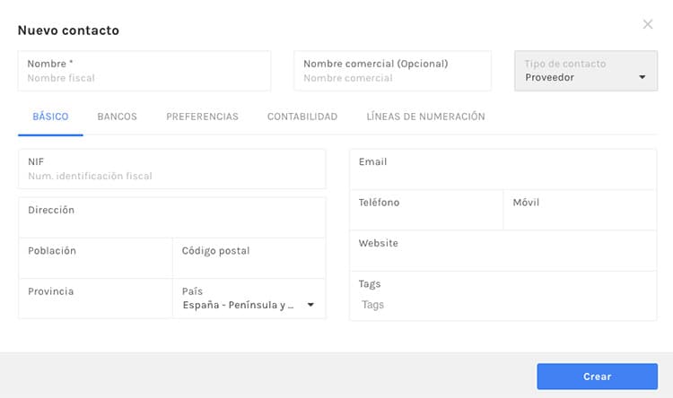 Nuevo contacto Holded