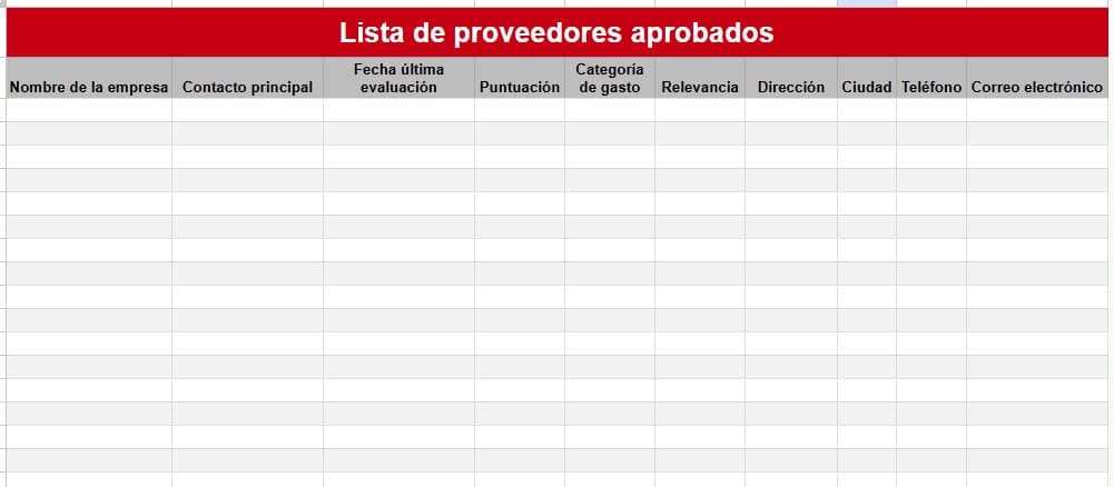 lista proveedores aprobados