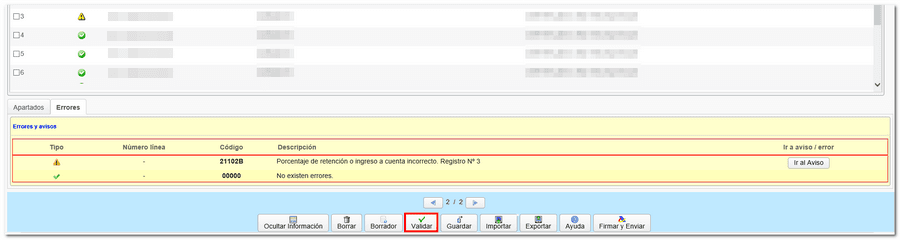validar información en modelo 180