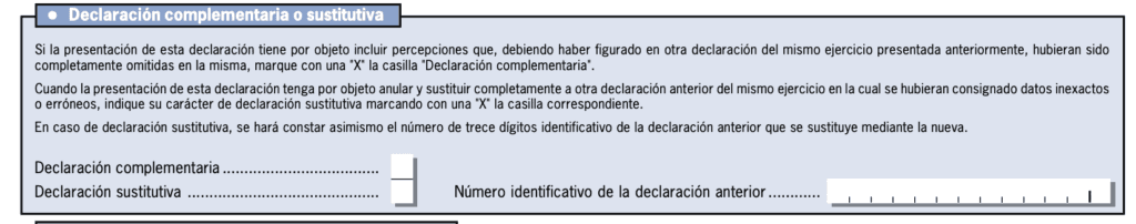 casilla tipo declaración modelo 190