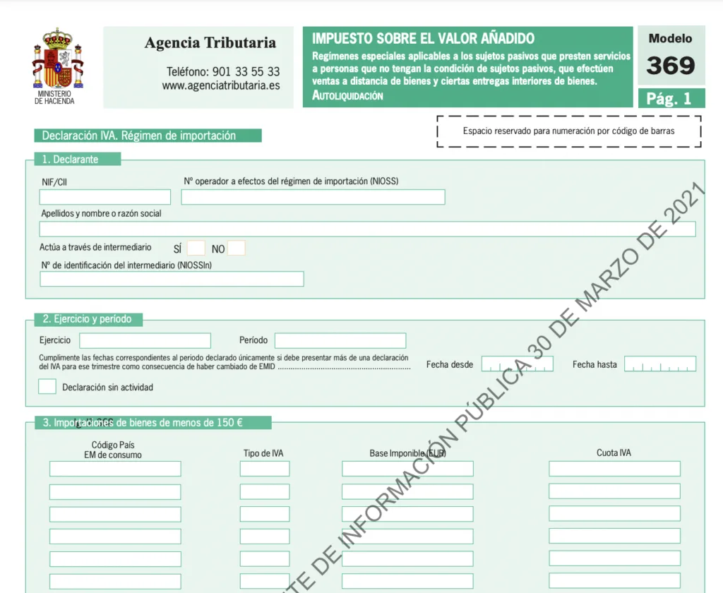 Apartado de prestaciones de servicios del modelo 369 en la web de Hacienda