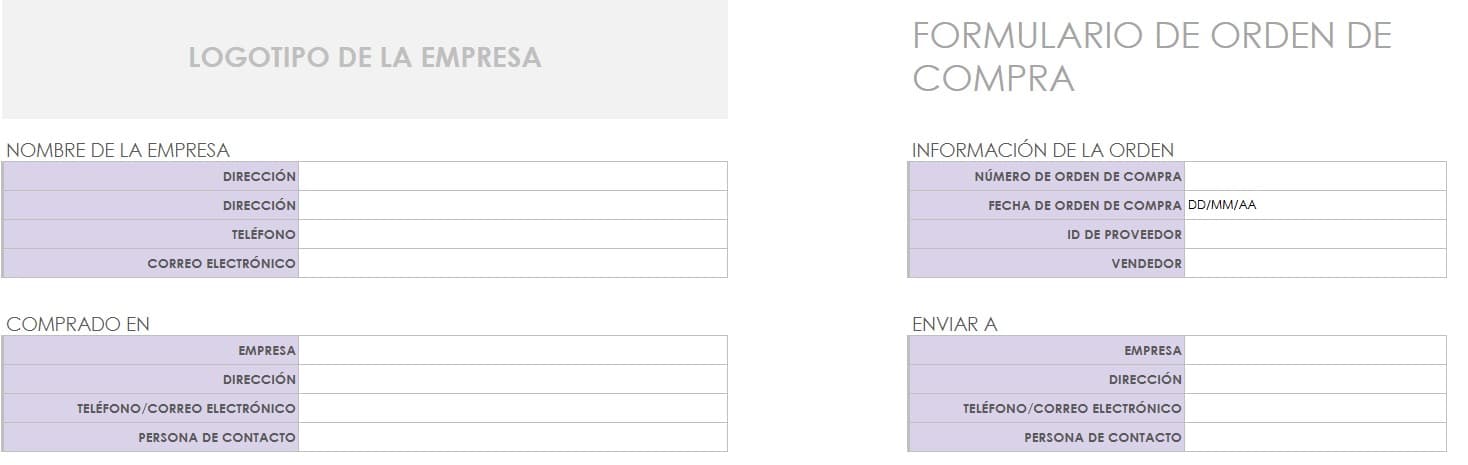 plantilla orden compra