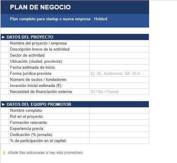 5 plantillas de plan de negocio en Excel