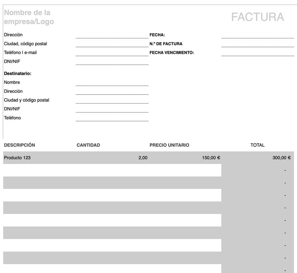 plantilla factura de ventas
