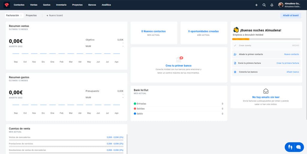 dashboard de Holded