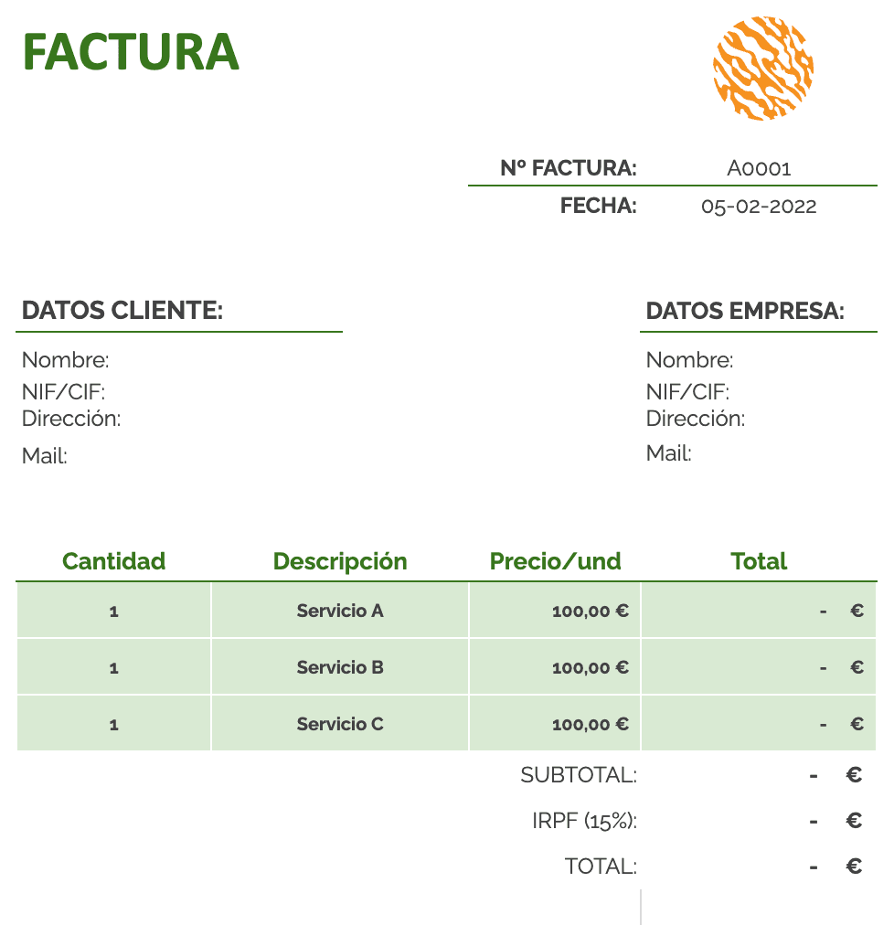 Modelo de factura de comunidad de propietarios en inglés
