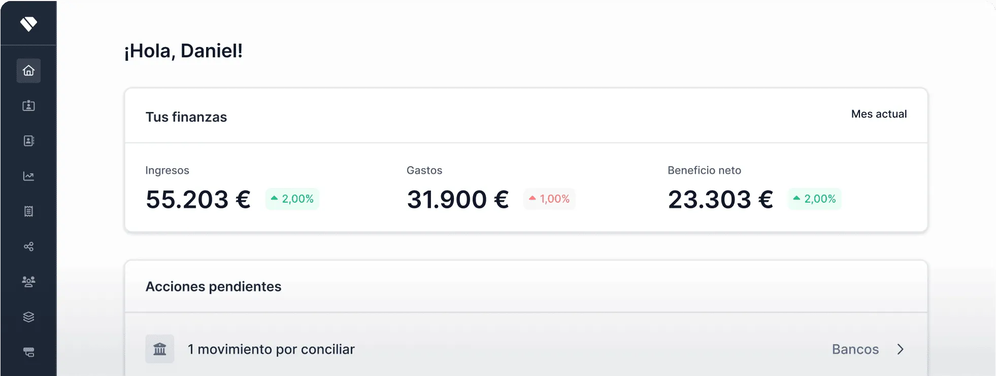Holded ERP dashboard