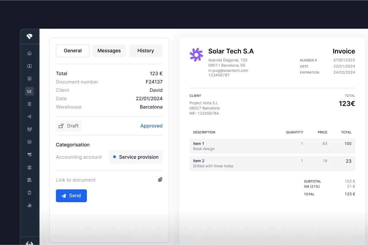Holded invoice editor live preview