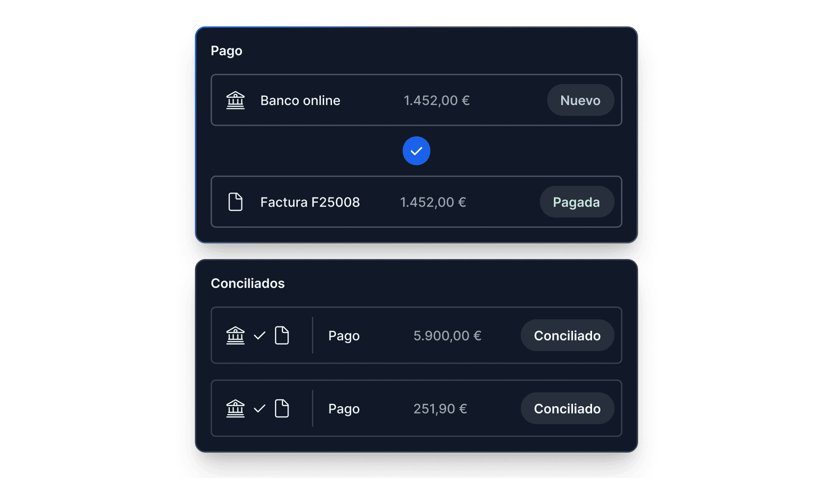 Reglas de conciliación bancaria