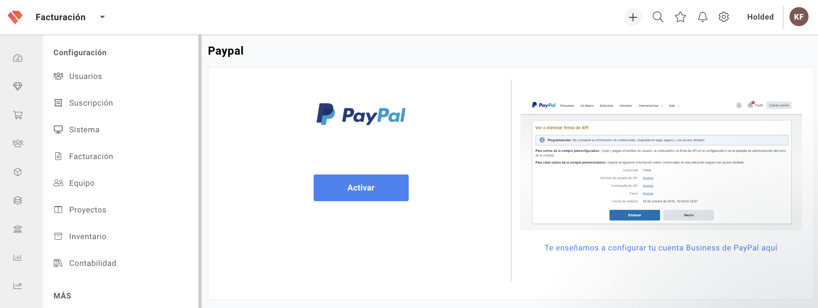 paypal business holded