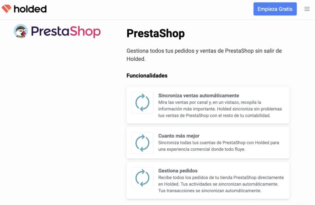 Integra PrestaShop con Holded.