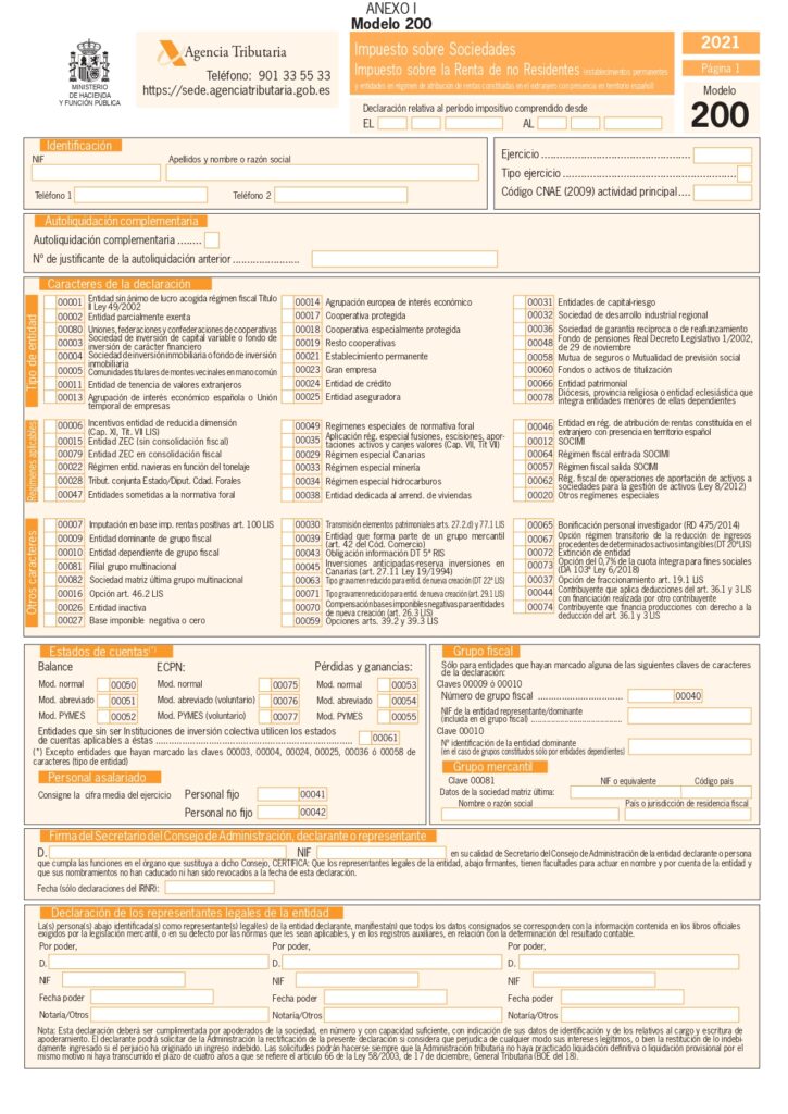 Modelo 200 en PDF