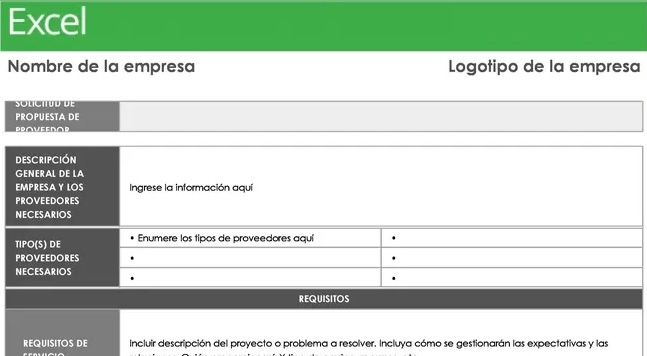 Plantilla de solicitud de propuestas de proveedores