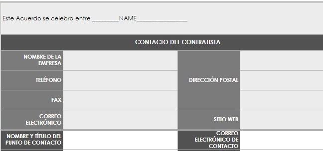 Plantilla de contrato de proveedores